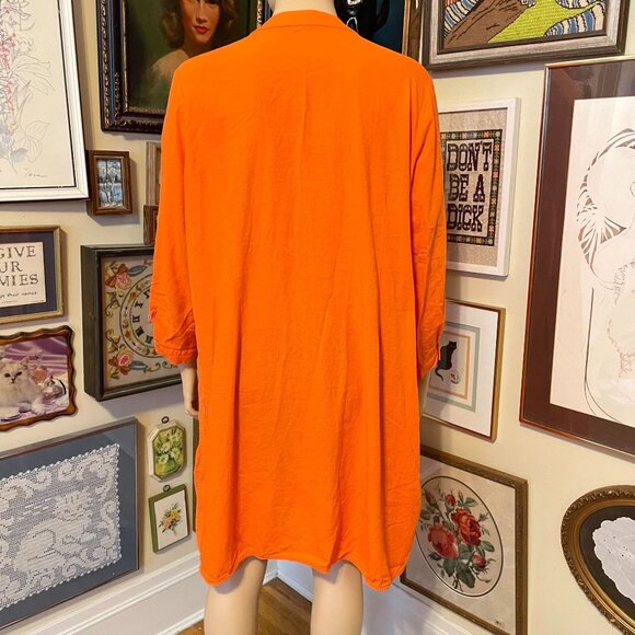 Roamans Plus Size 28W Orange Button-Down Tunic Dress With Belt & Long Sleeves - Picture 5 of 8